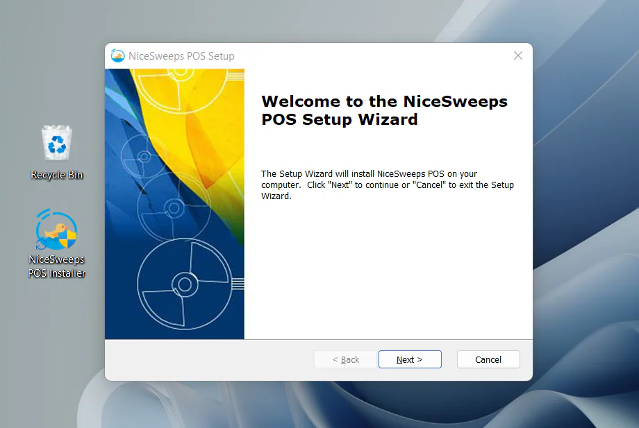 NiceSweeps POS installer window