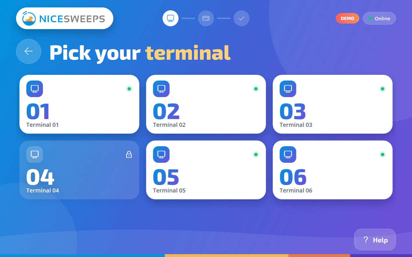 Kiosk Pick a terminal screen
