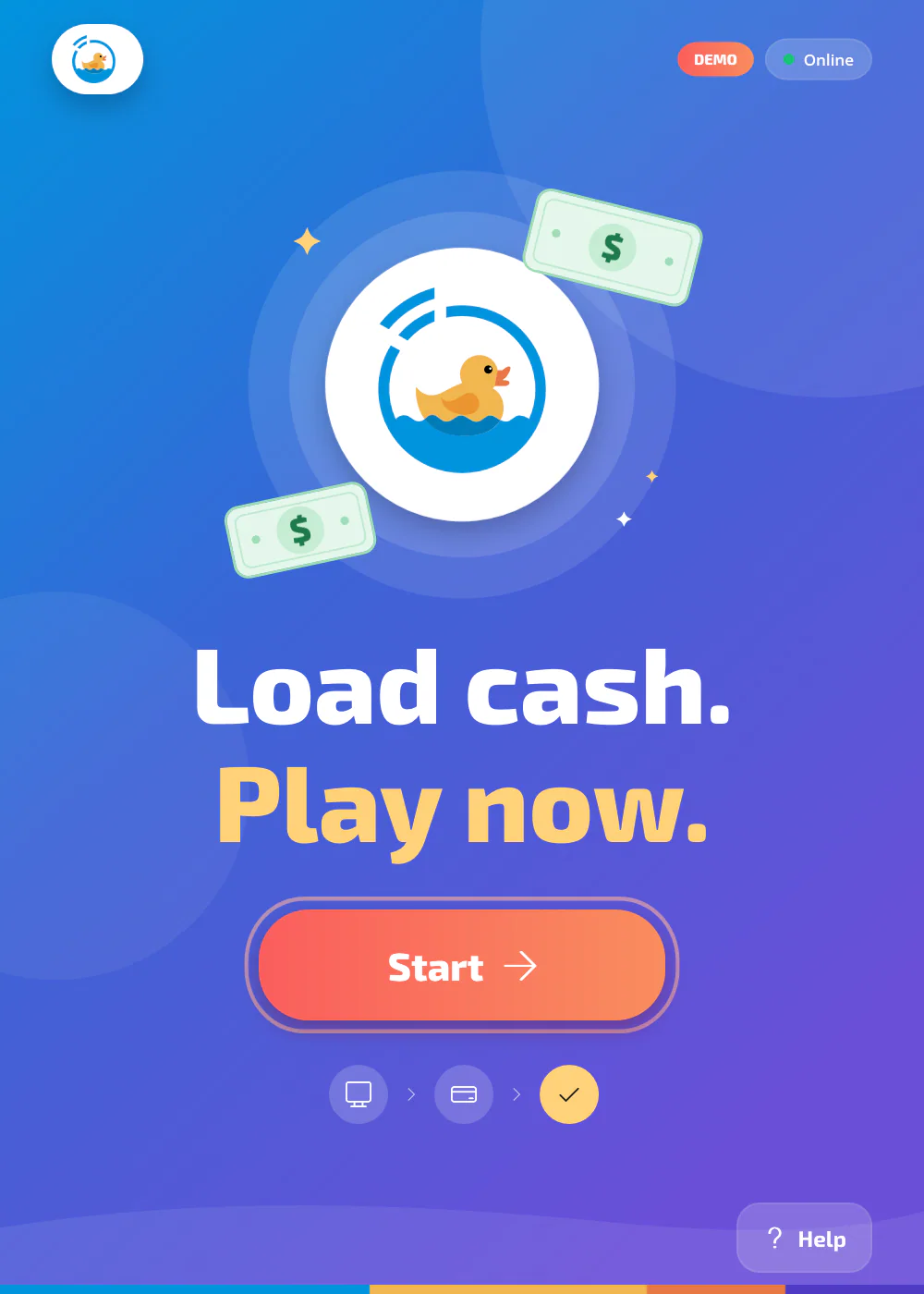 Kiosk welcome screen in portrait orientation