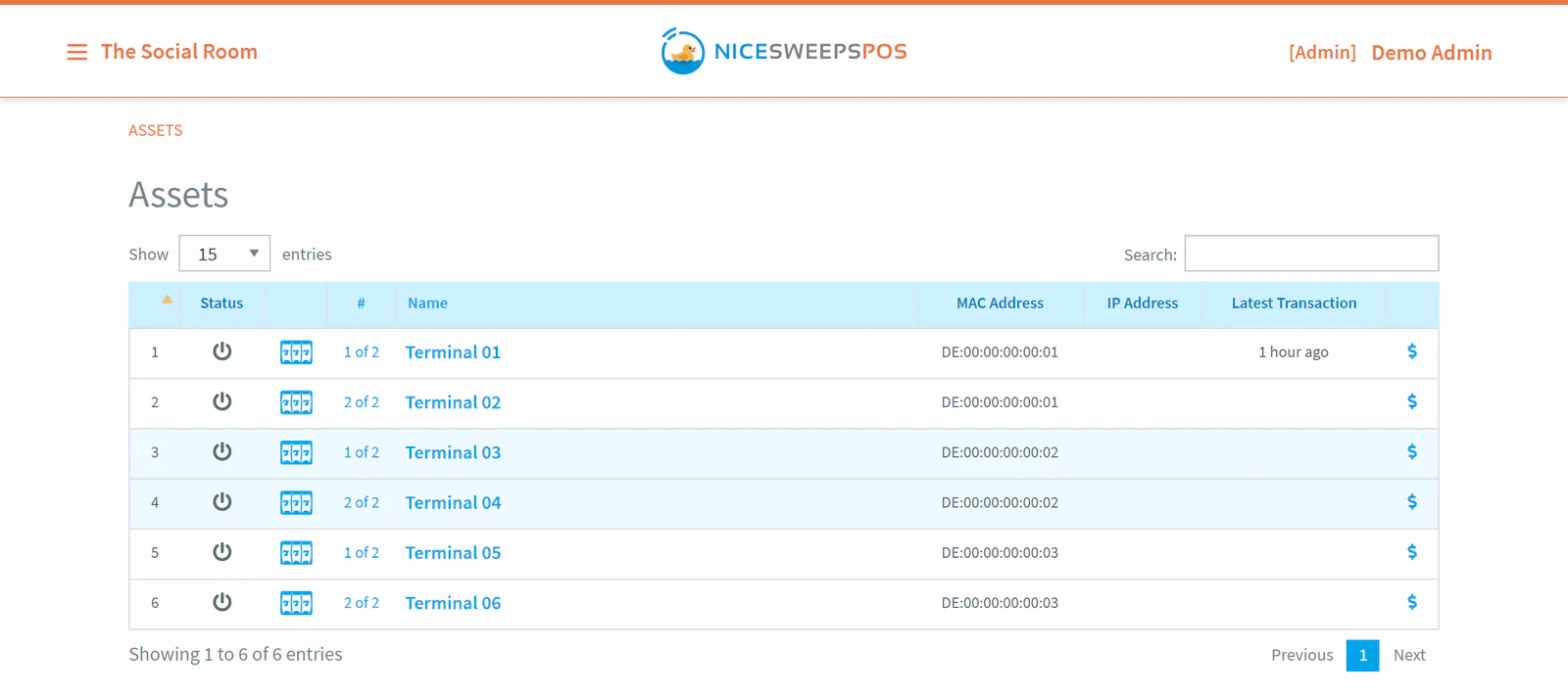 NiceSweeps POS assets list