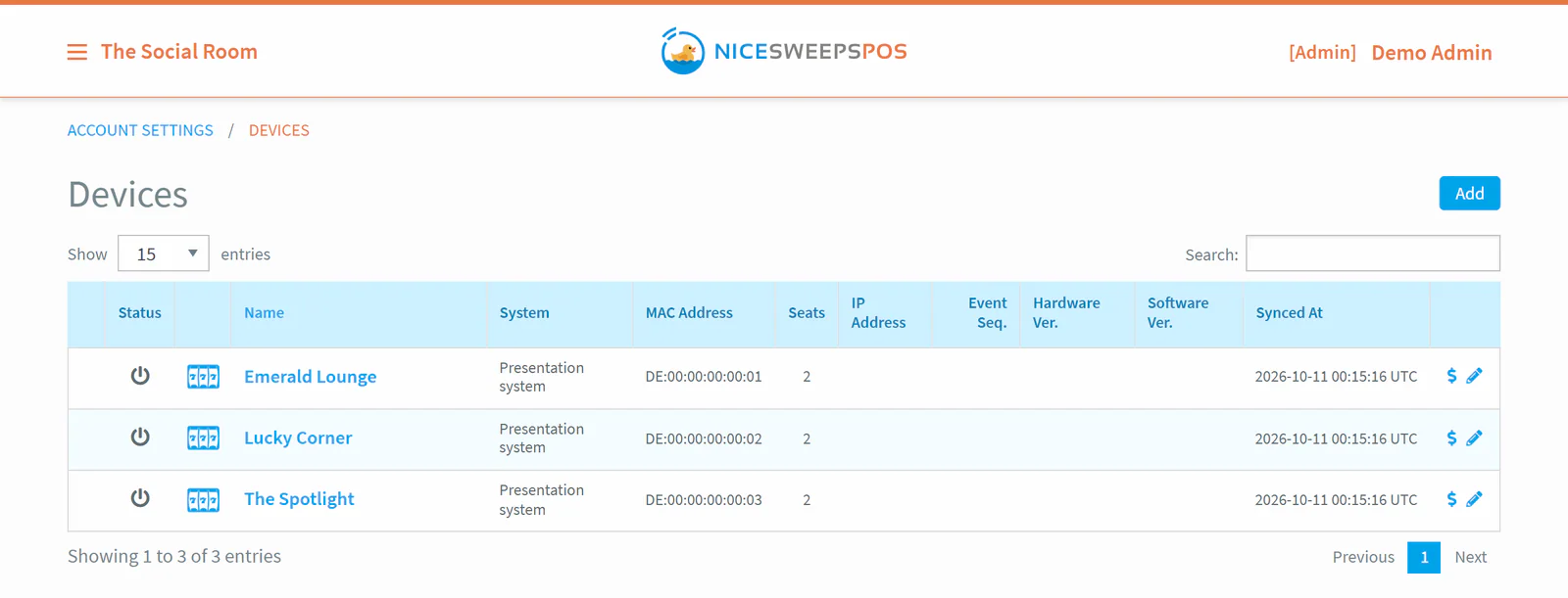 NiceSweeps POS devices list