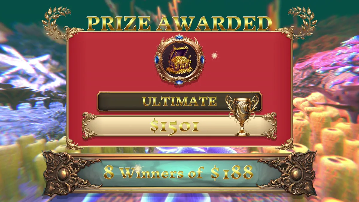 Twister screen: Prize Awarded, Ultimate, 8 winners
